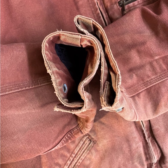 Vintage Carhartt WJO97 VRS Salmon Pink Duck Canvas Detroit Blanket Lined Coat XL - Picture 6 of 16